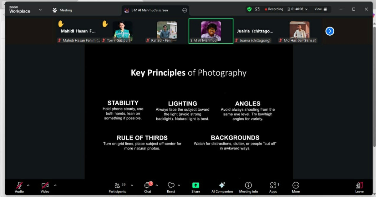 Online Session ‘Shots 101: Event Photography’ on Photography Day
